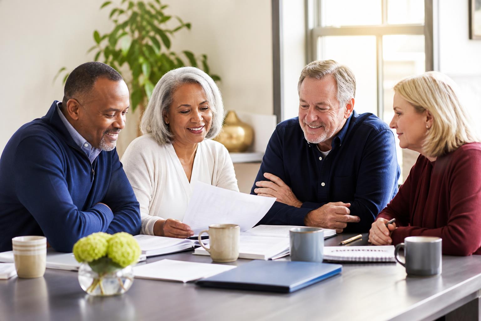 Active adults age 50 plus reviewing retirement and financial plans